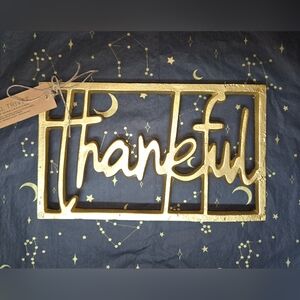 🎄🎁 Gold 'Thankful' Rustic Trivet Kitchen Counter Or Table Decor